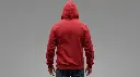 Plain red classic hooded neck hoodie full picture male from back.webp