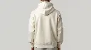 Plain Cream classic hooded neck hoodie full picture male - - Back.webp
